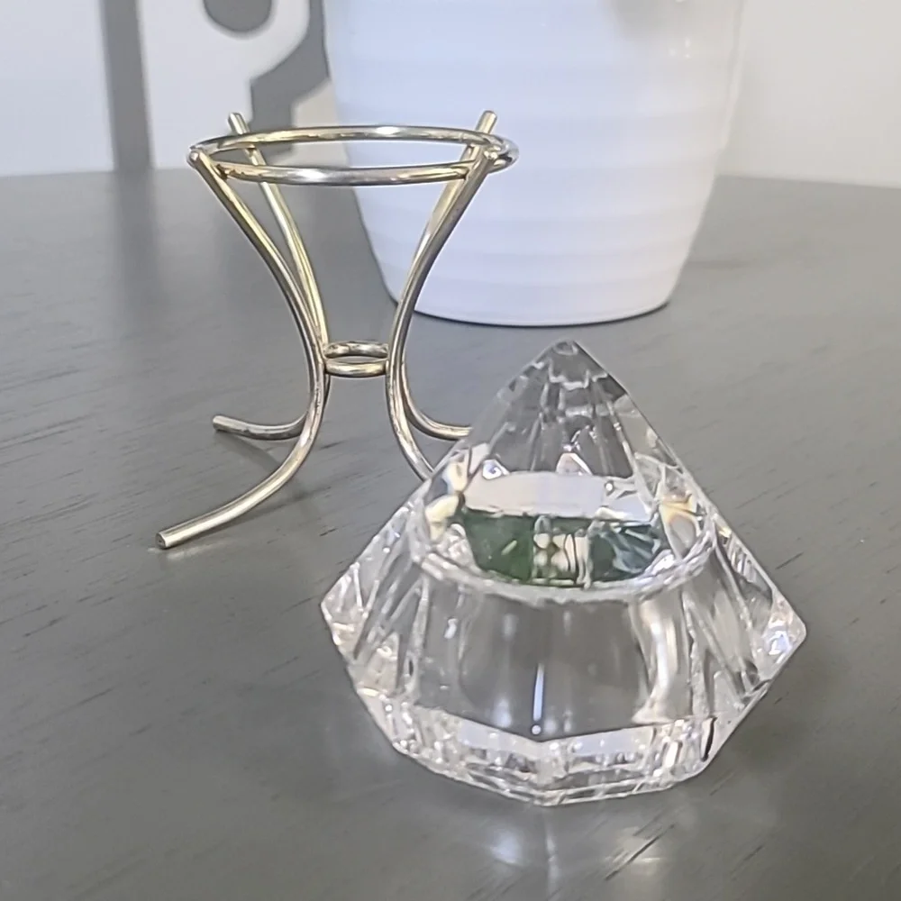 vintage Partylite Bleikristall 24% lead crystal diamond solitaire votive - Picture 4 of 6